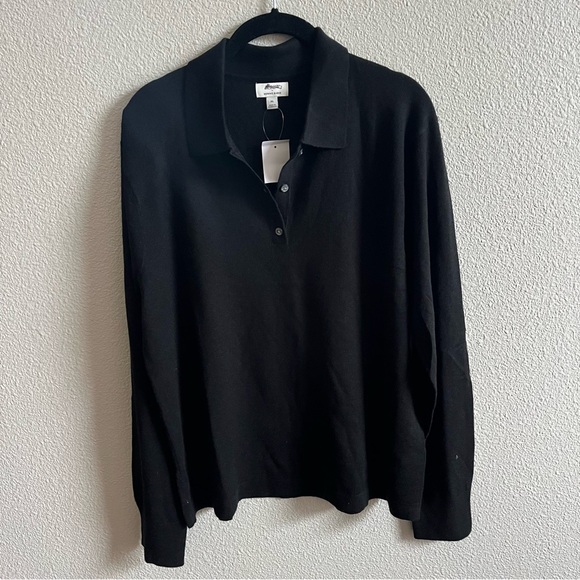NWT J. Crew Merino wool-blend sweater-polo Black Woman’s XL - Picture 3 of 8